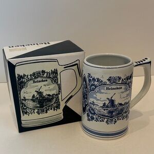 Vintage Heineken Blue Delft's Hand Painted Mug Made in Holland Beer Stein‎